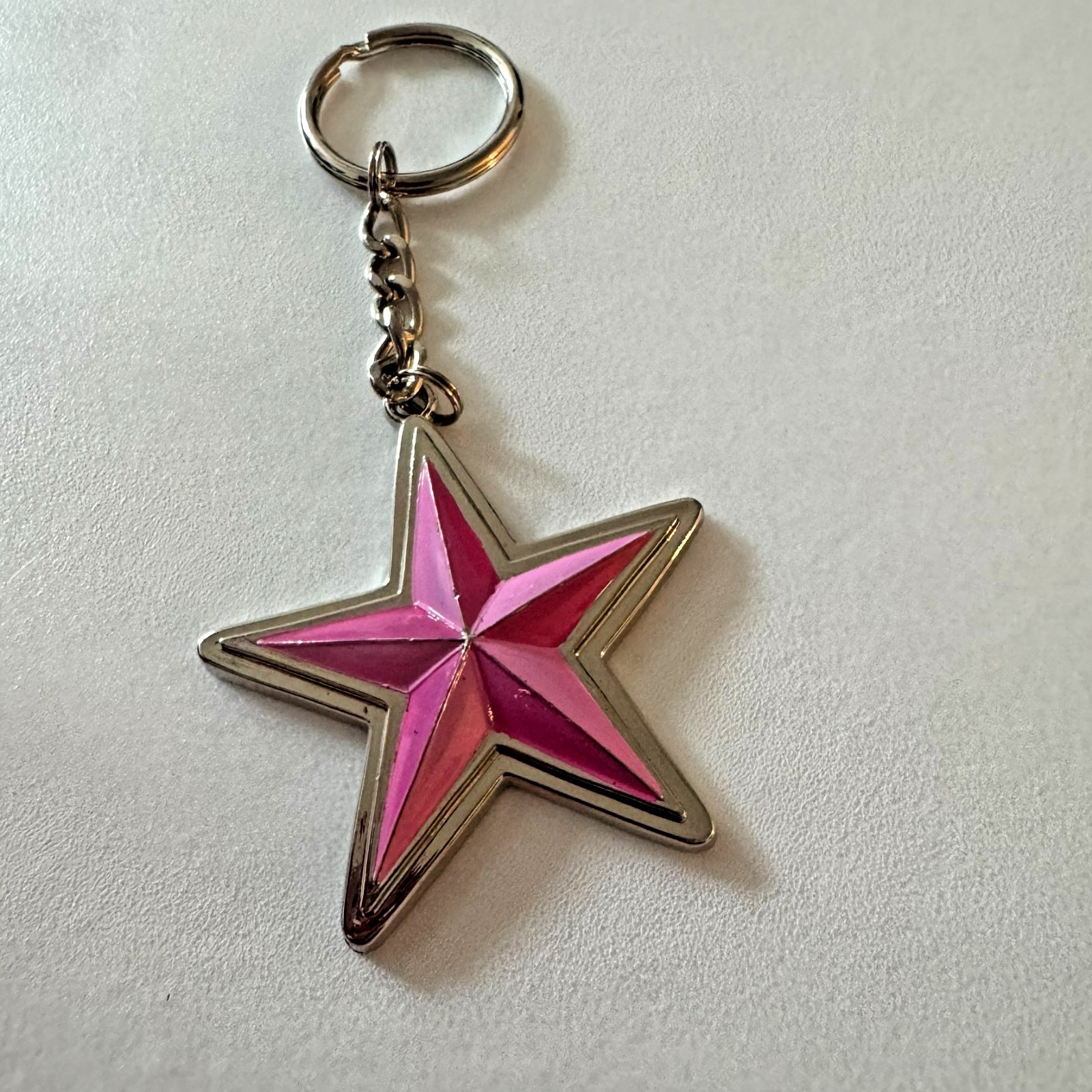 Pink Star Keychain Key Ring Metal